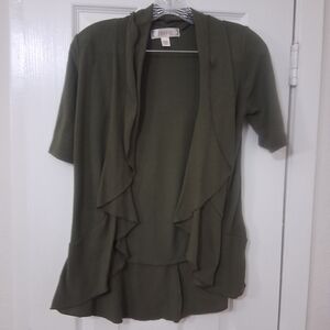 Olive Green Open Front Cardigan
